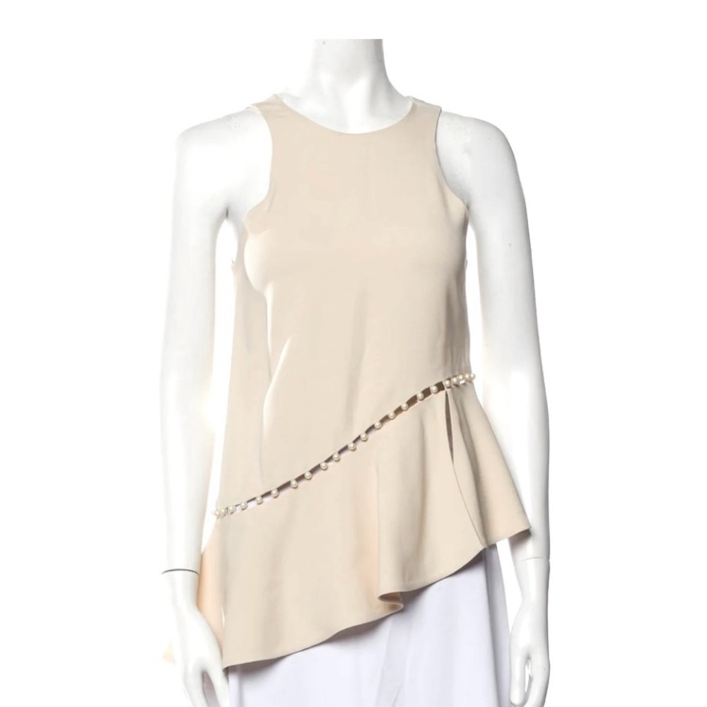 JONATHAN SIMKHAI Scoop Neck Sleeveless Top with pearl accent